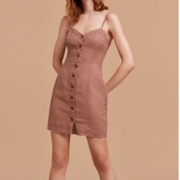 Aritzia Dresses & Skirts - Aritzia Wilfred Ducharme linen mini dress dusty  rose beige size 00